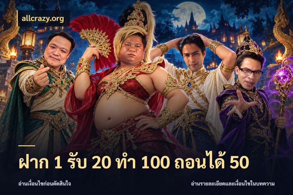 ฝาก 1 รับ 20 ทำ 100 ถอนได้ 50 สายโบนัสเลือกจังหวะสนุกได้อย่างไร ในมุม allcrazy.org
