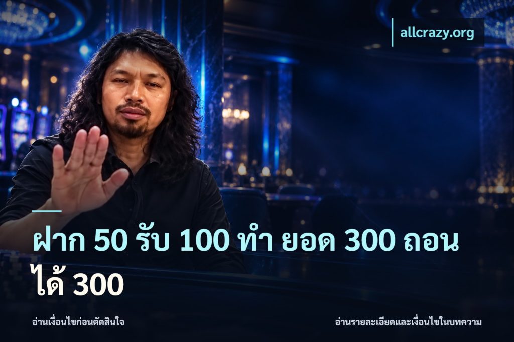 ฝาก 50 รับ 100 ทํา ยอด 300 ถอนได้ 300