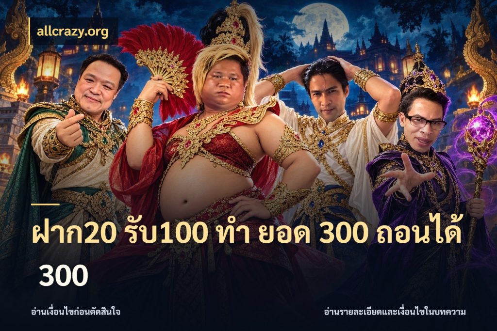 ฝาก20 รับ100 ทํา ยอด 300 ถอนได้ 300 เครดิตกับรูปแบบโปรที่ตรงใจ กับ allcrazy.org